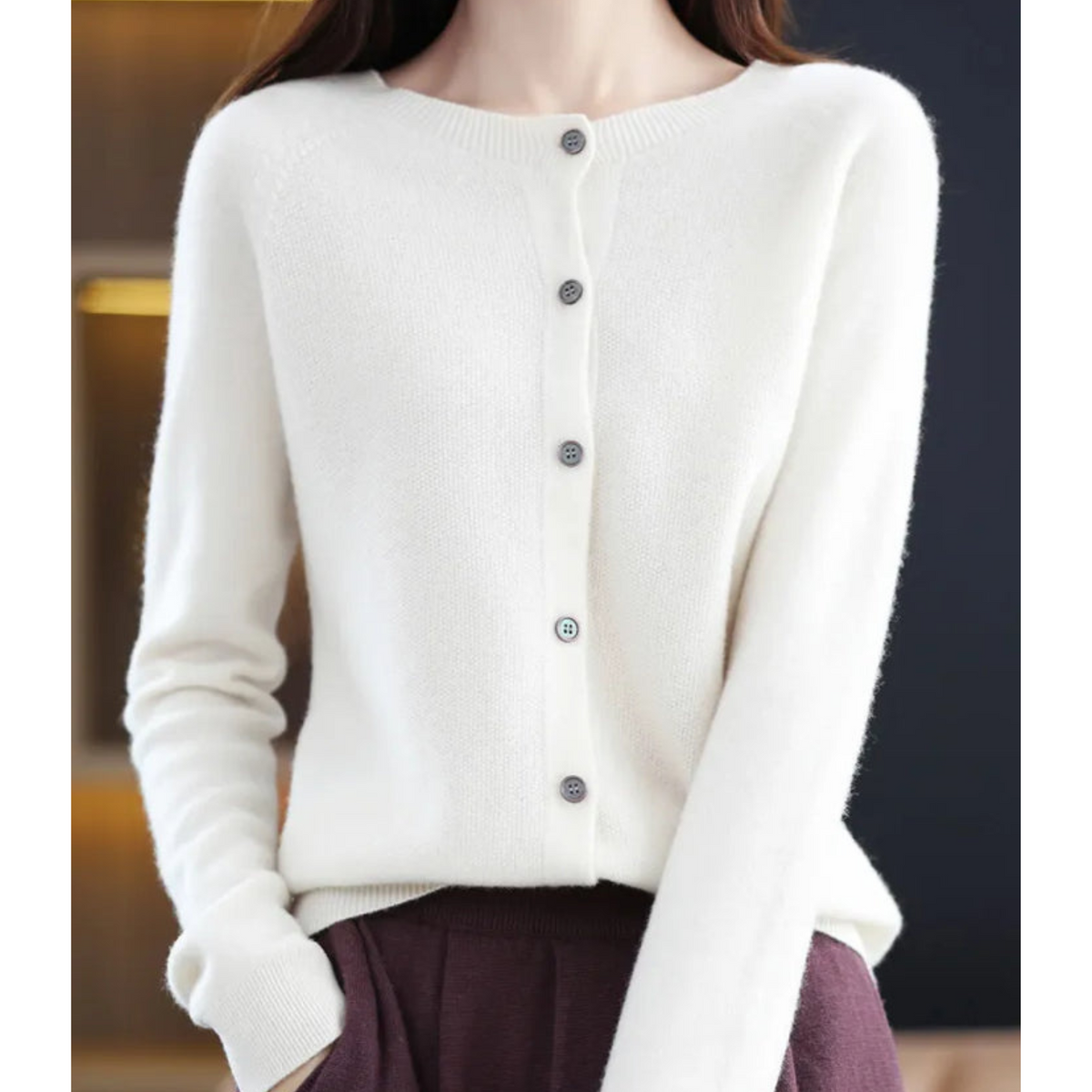 Elarova | Damen Rundhals Cardigan Pullover