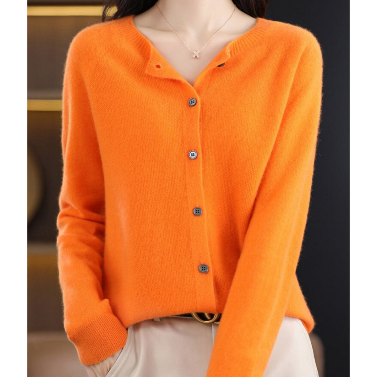 Elarova | Damen Rundhals Cardigan Pullover