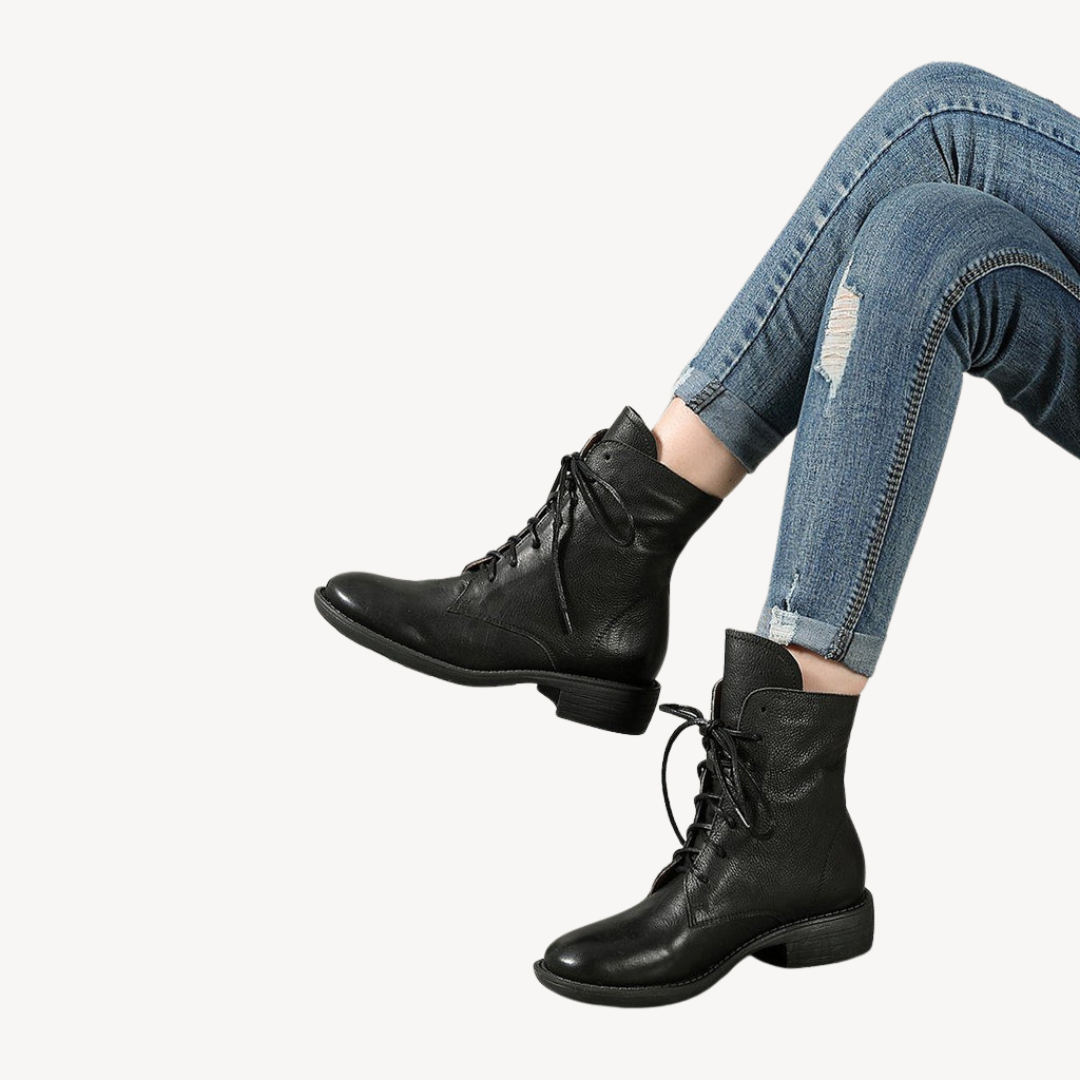 Elarova | Damen-Schnürstiefeletten aus echtem Leder