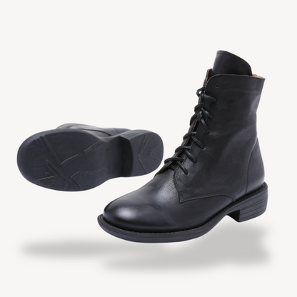 Elarova | Damen-Schnürstiefeletten aus echtem Leder