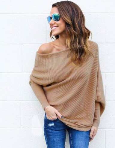 Elarova | Damen Schulterfreier Pullover