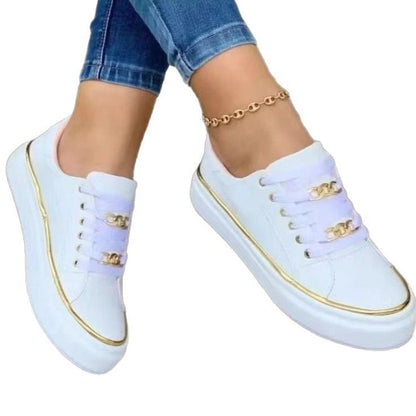 Elarova | Damen Sneakers mit modischem SatinObermaterial und eleganten Goldakzenten