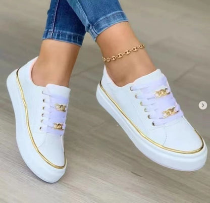 Elarova | Damen Sneakers mit modischem SatinObermaterial und eleganten Goldakzenten
