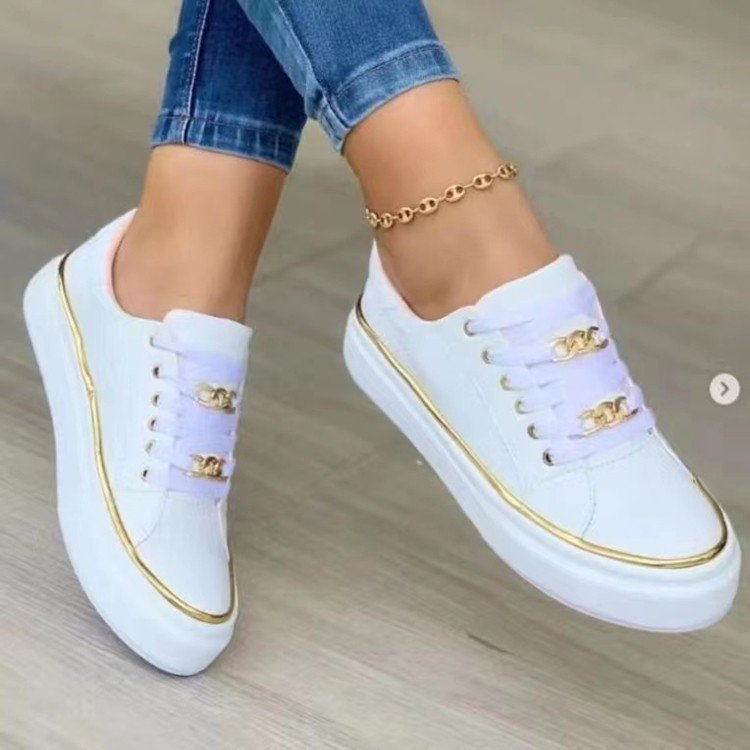 Elarova | Damen Sneakers mit modischem SatinObermaterial und eleganten Goldakzenten