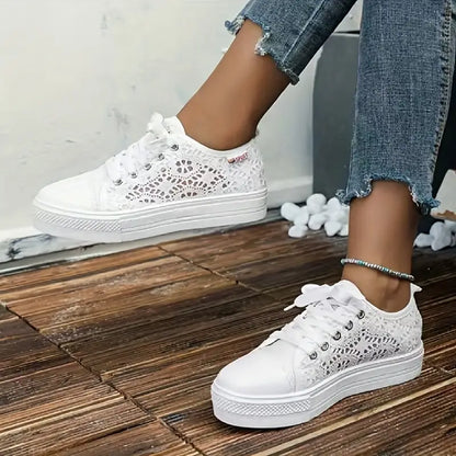 Elarova | Damen Spitzen Plattform Sneaker