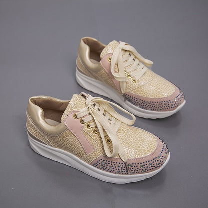 Elarova | Damen Sportliche Sneakers mit Glitzerelementen und ergonomischer Sohle
