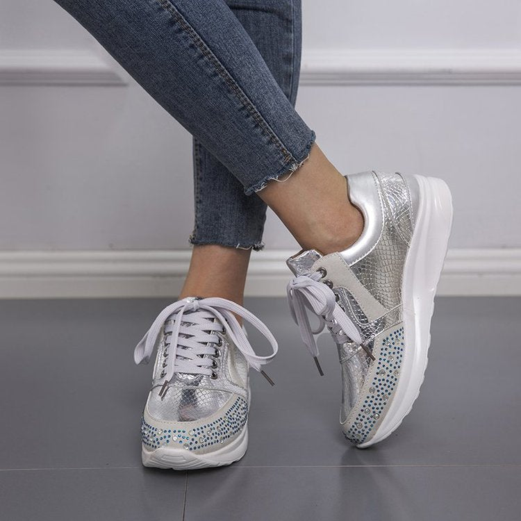 Elarova | Damen Sportliche Sneakers mit Glitzerelementen und ergonomischer Sohle