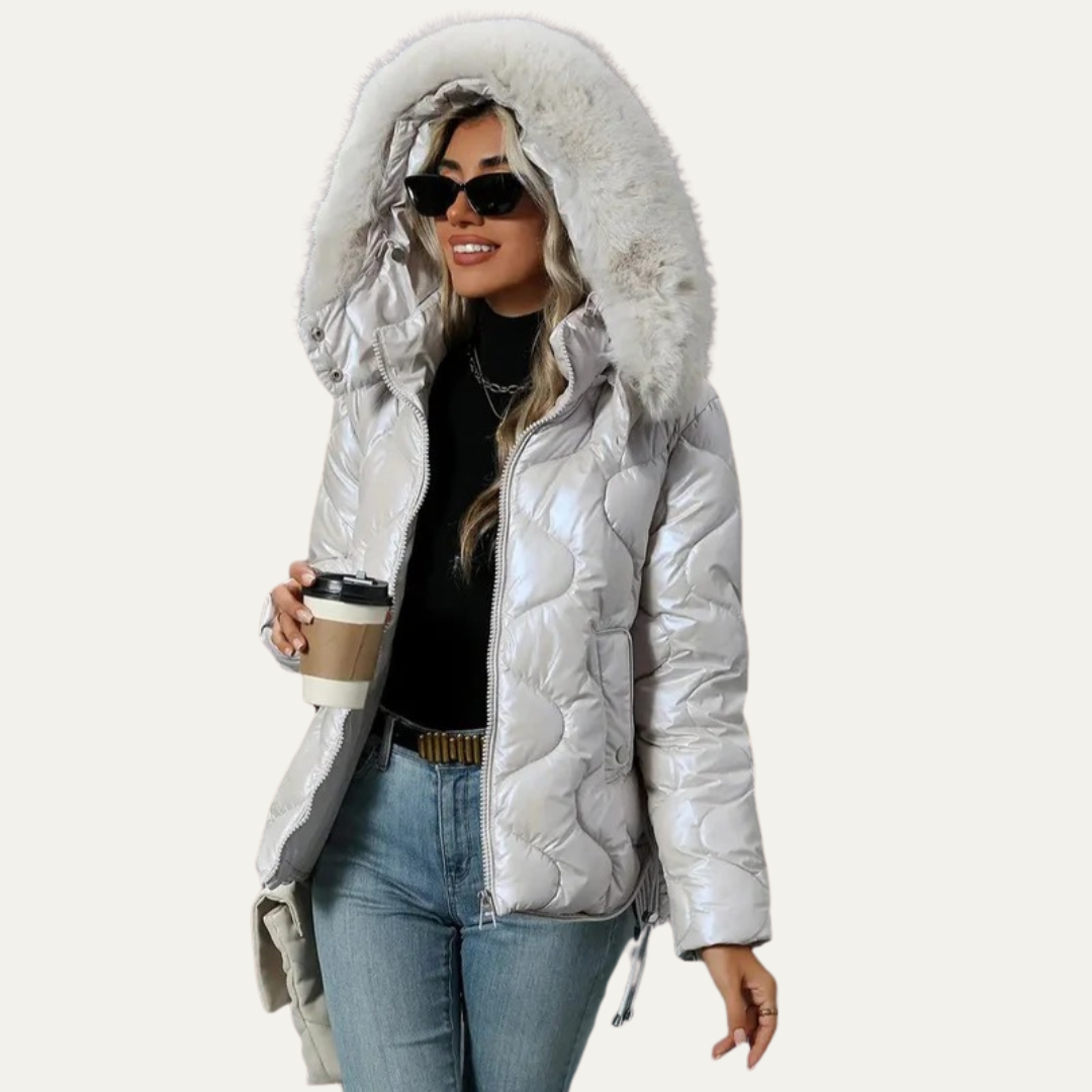 Elarova | Damen-Steppjacke in Metallic-Optik