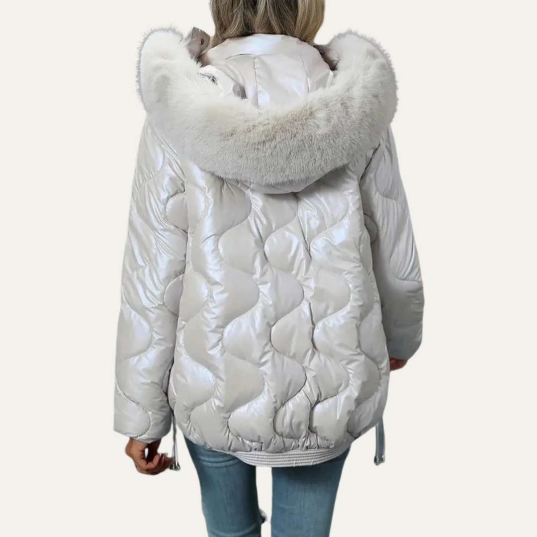 Elarova | Damen-Steppjacke in Metallic-Optik
