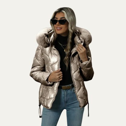 Elarova | Damen-Steppjacke in Metallic-Optik