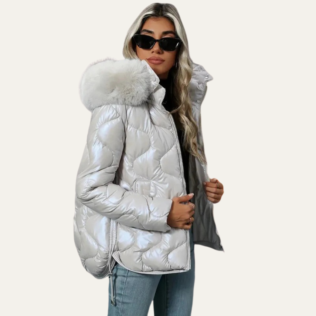 Elarova | Damen-Steppjacke in Metallic-Optik