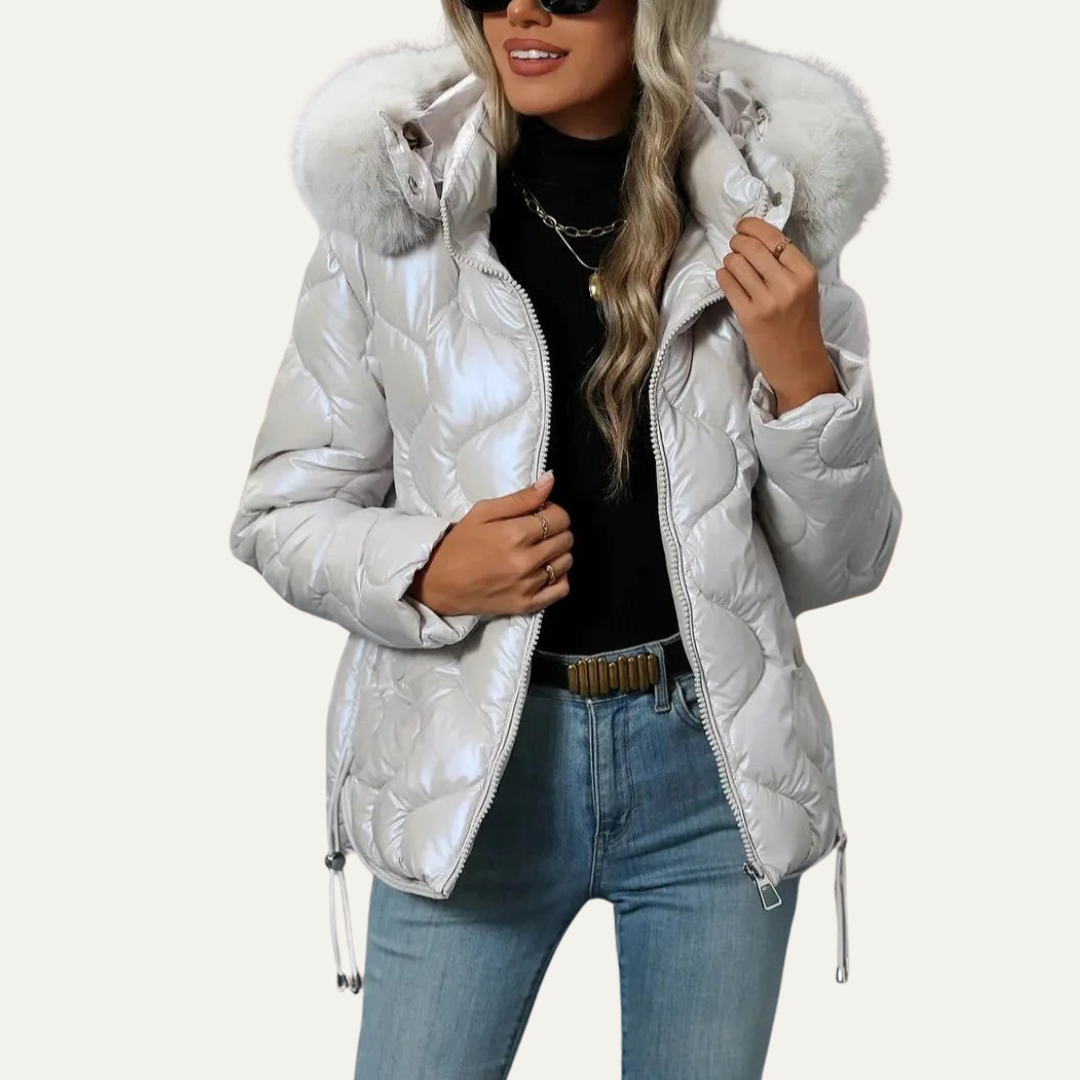 Elarova | Damen-Steppjacke in Metallic-Optik