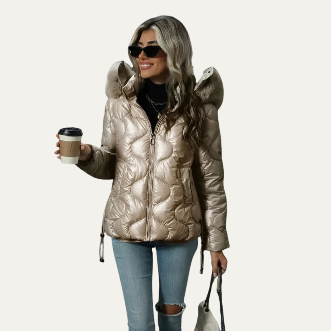 Elarova | Damen-Steppjacke in Metallic-Optik