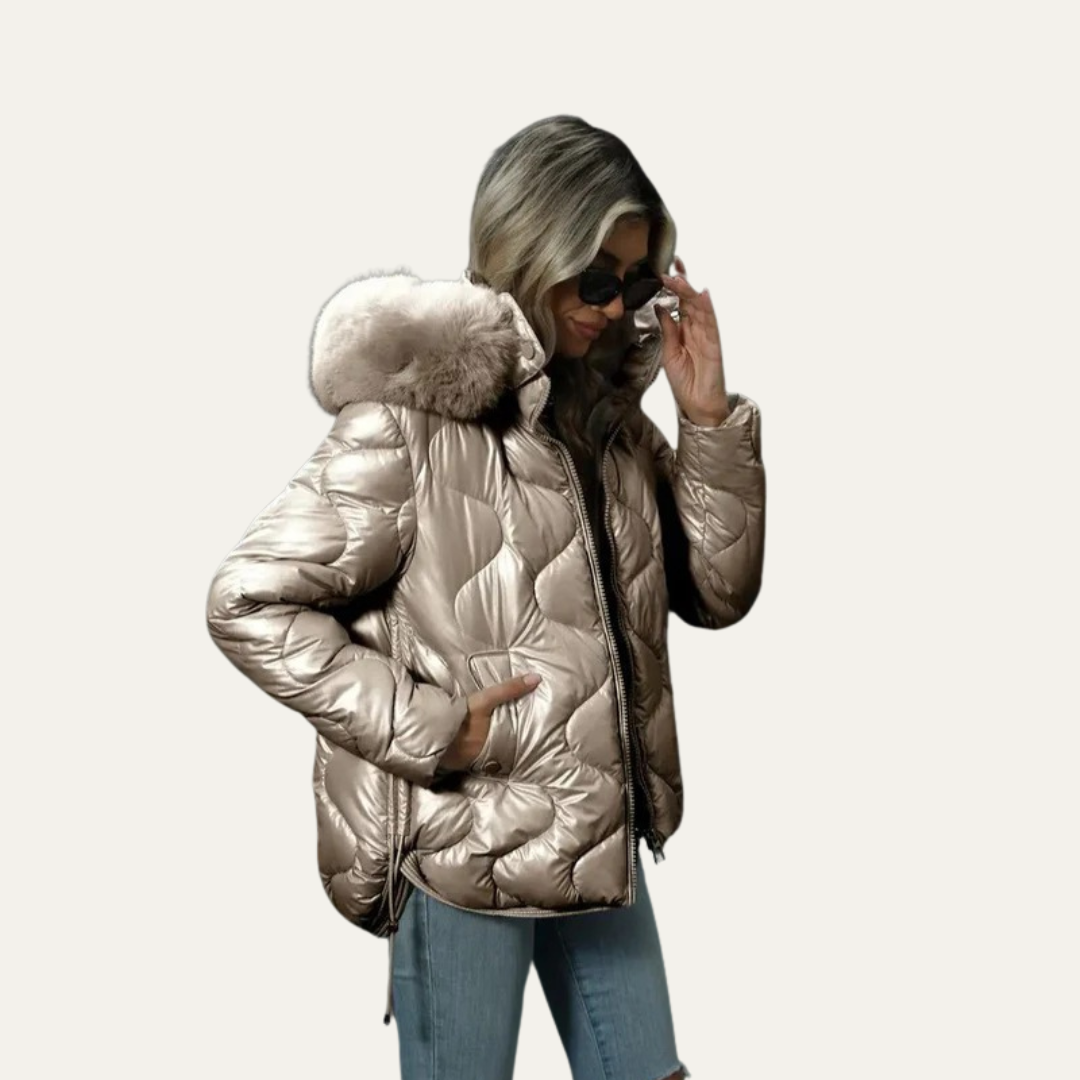 Elarova | Damen-Steppjacke in Metallic-Optik
