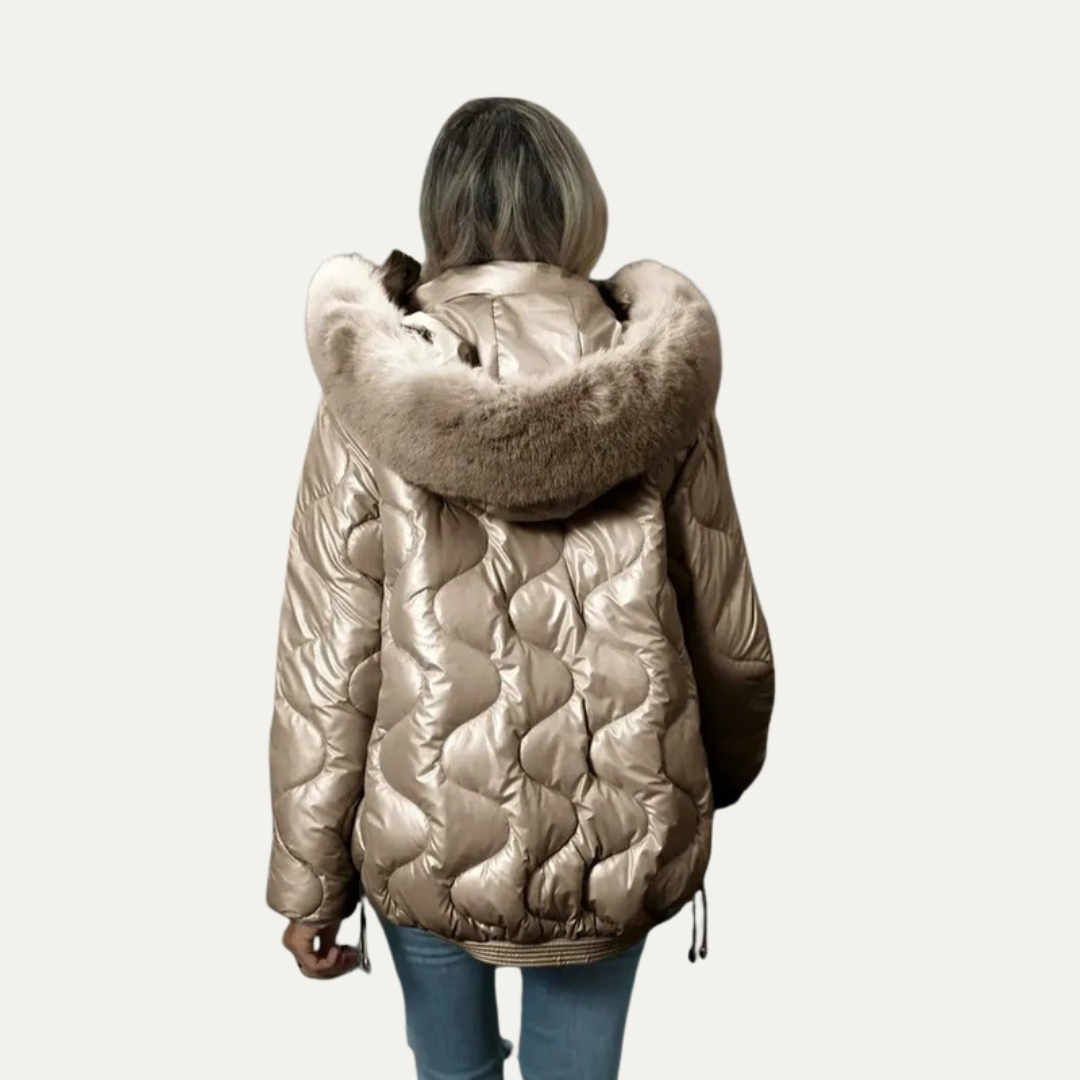 Elarova | Damen-Steppjacke in Metallic-Optik