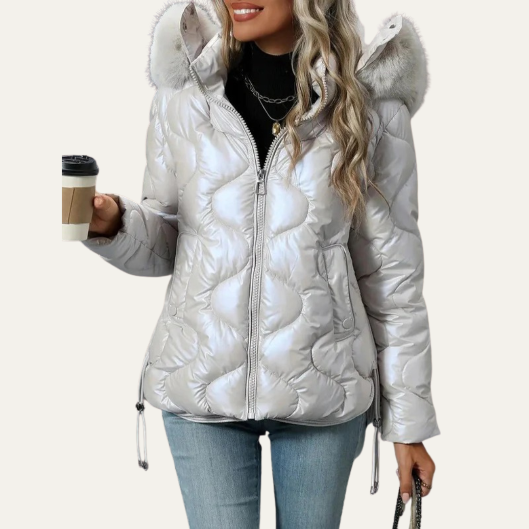 Elarova | Damen-Steppjacke in Metallic-Optik