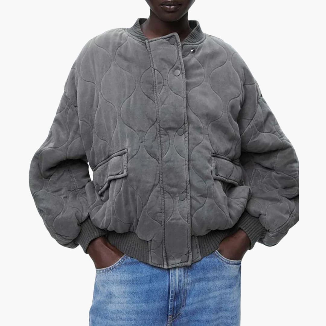 Elarova | Damen Steppjacke mit Druckknöpfen