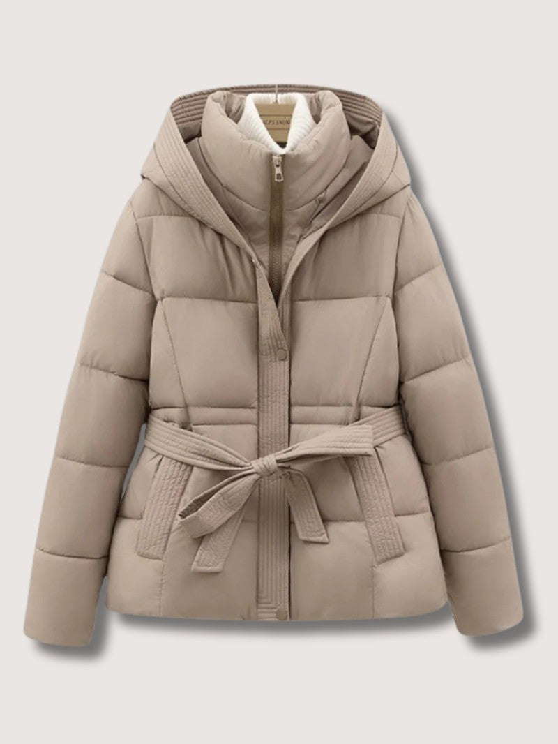 Elarova | Damen-Steppjacke mit Gürtel und Stehkragen