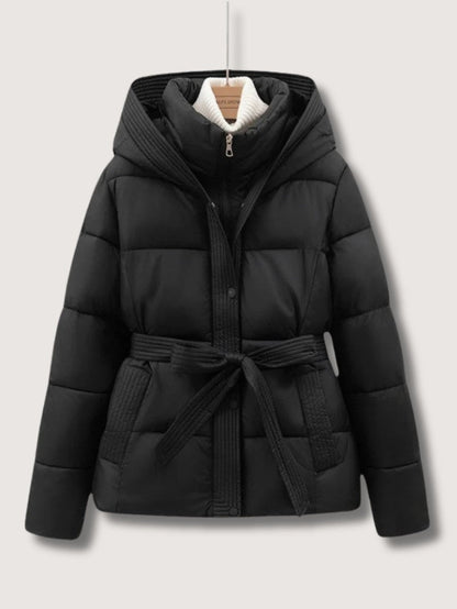Elarova | Damen-Steppjacke mit Gürtel und Stehkragen