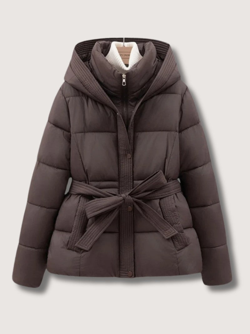 Elarova | Damen-Steppjacke mit Gürtel und Stehkragen