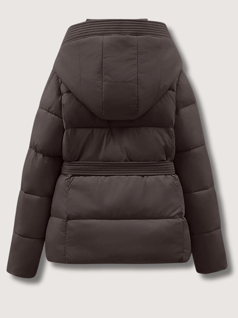Elarova | Damen-Steppjacke mit Gürtel und Stehkragen