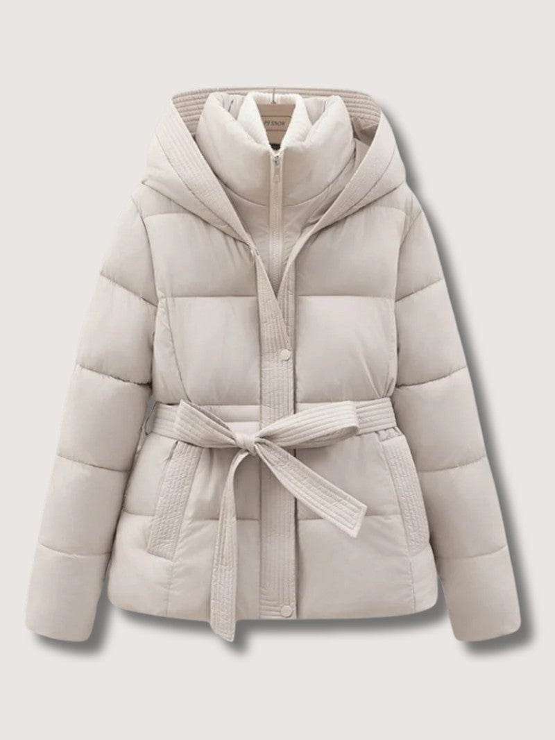 Elarova | Damen-Steppjacke mit Gürtel und Stehkragen