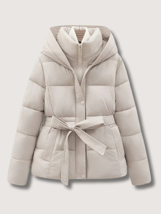 Elarova | Damen-Steppjacke mit Gürtel und Stehkragen
