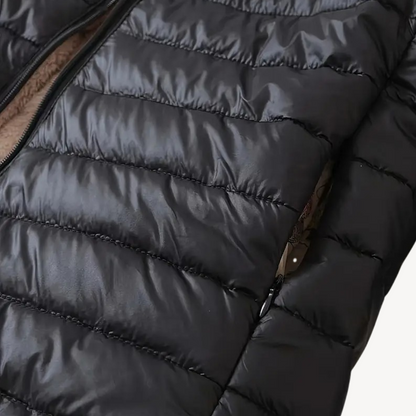 Elarova | Damen Steppjacke mit Kapuze und Kunstpelzfutter