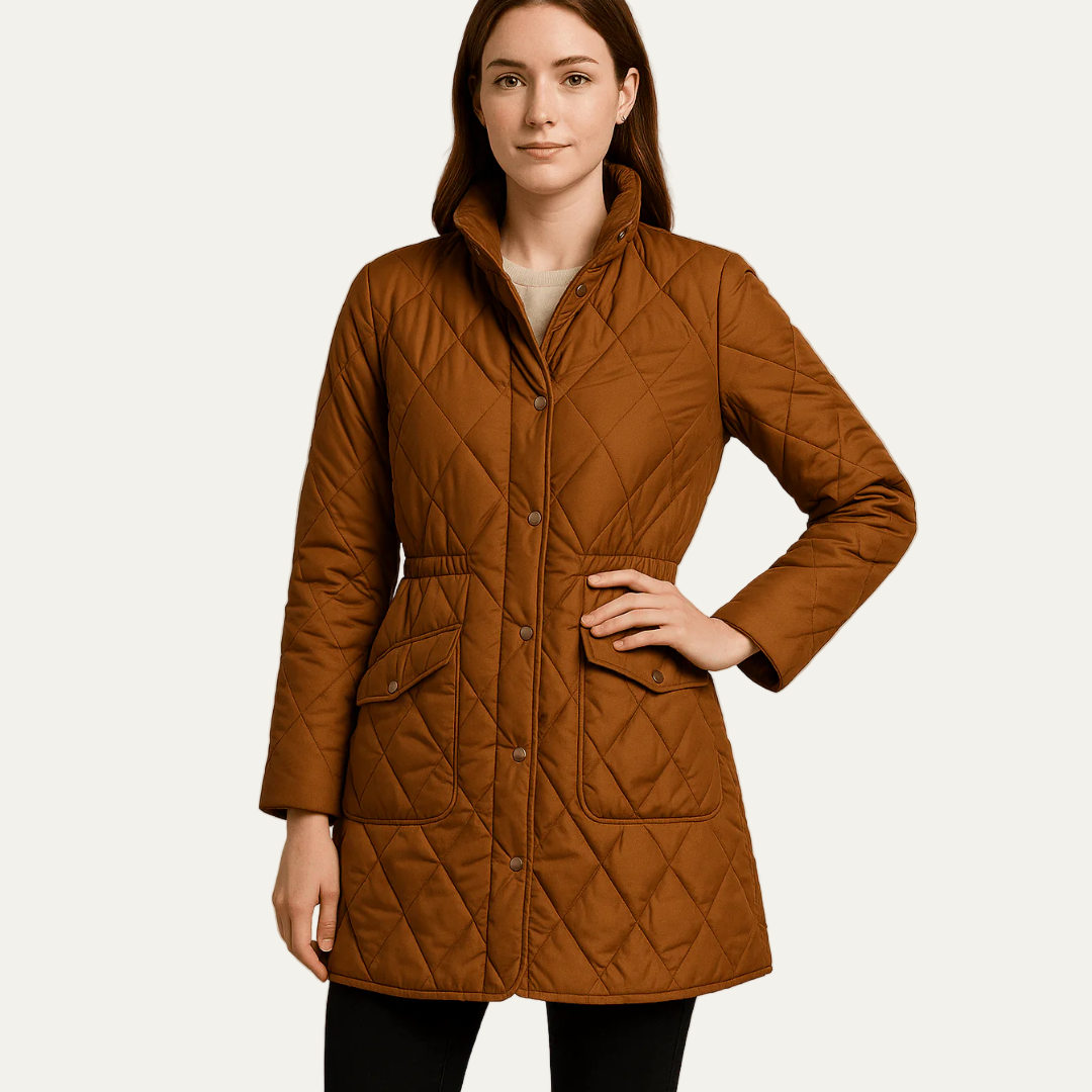 Elarova | Damen-Steppjacke mit Rautenmuster und Knöpfen