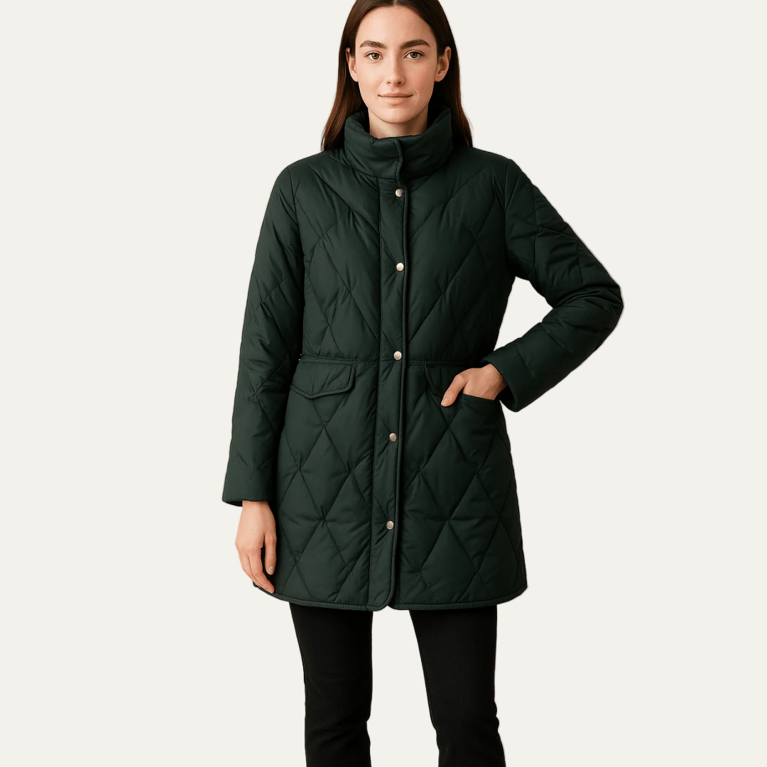 Elarova | Damen-Steppjacke mit Rautenmuster und Knöpfen