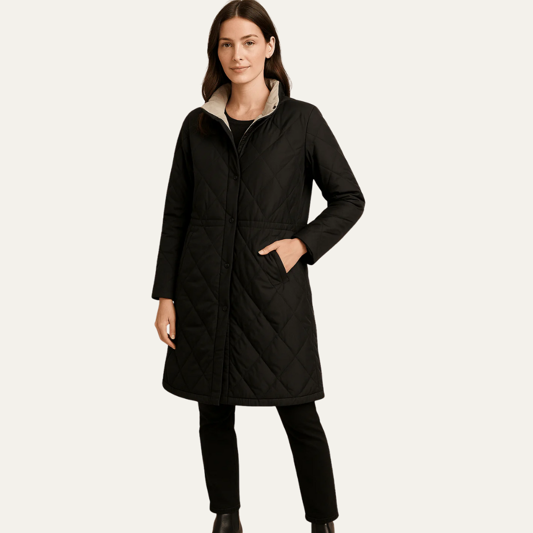 Elarova | Damen-Steppjacke mit Rautenmuster und Knöpfen