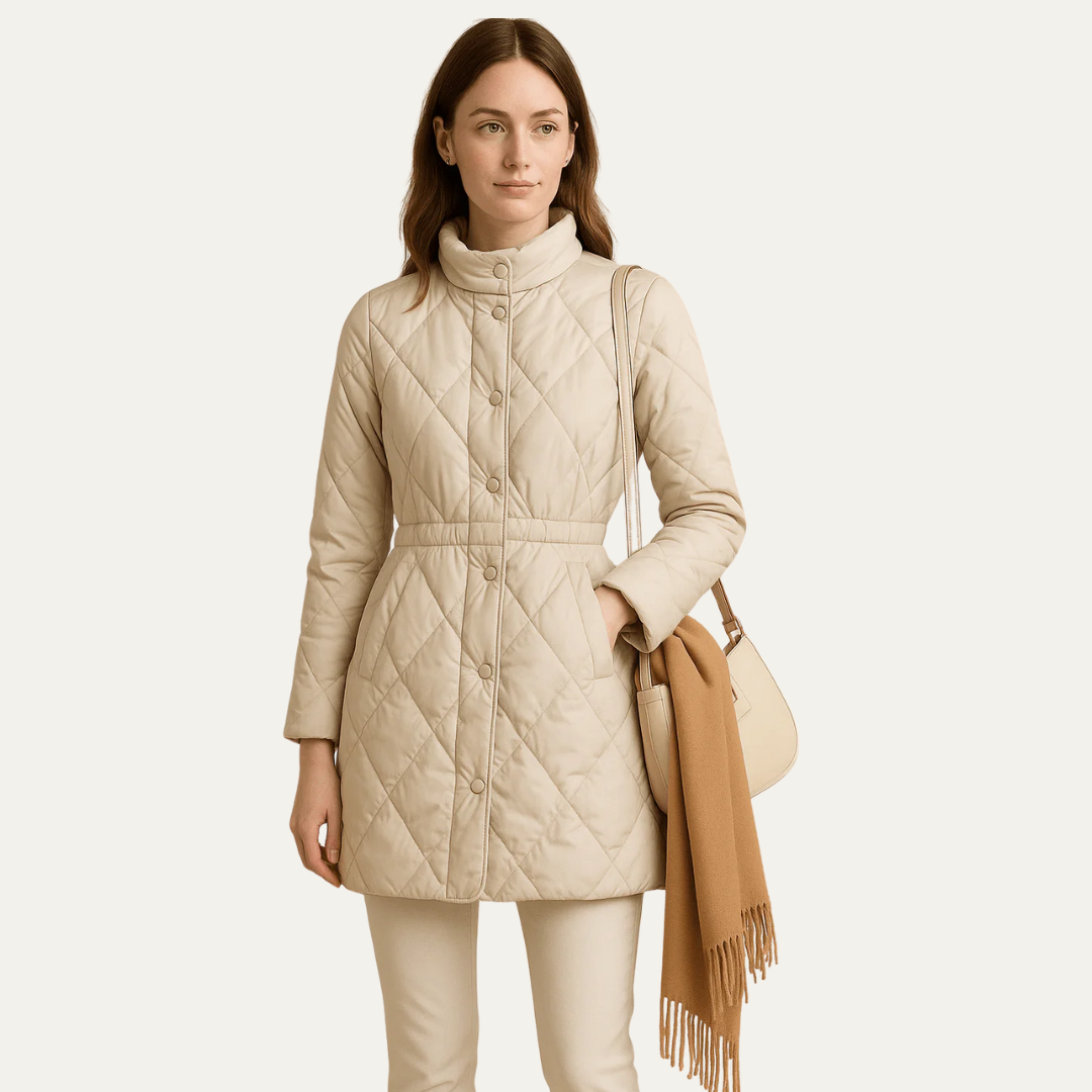 Elarova | Damen-Steppjacke mit Rautenmuster und Knöpfen