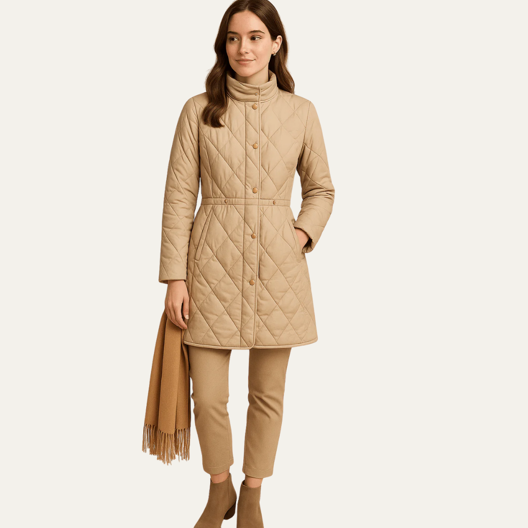 Elarova | Damen-Steppjacke mit Rautenmuster und Knöpfen