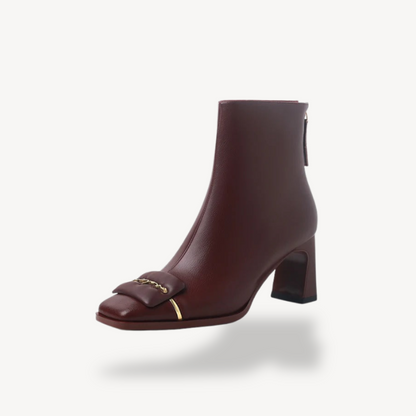 Elarova | Damen-Stiefeletten mit Retro-Schleife aus Leder