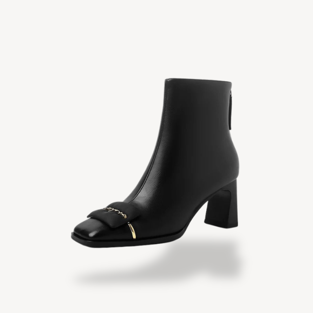 Elarova | Damen-Stiefeletten mit Retro-Schleife aus Leder