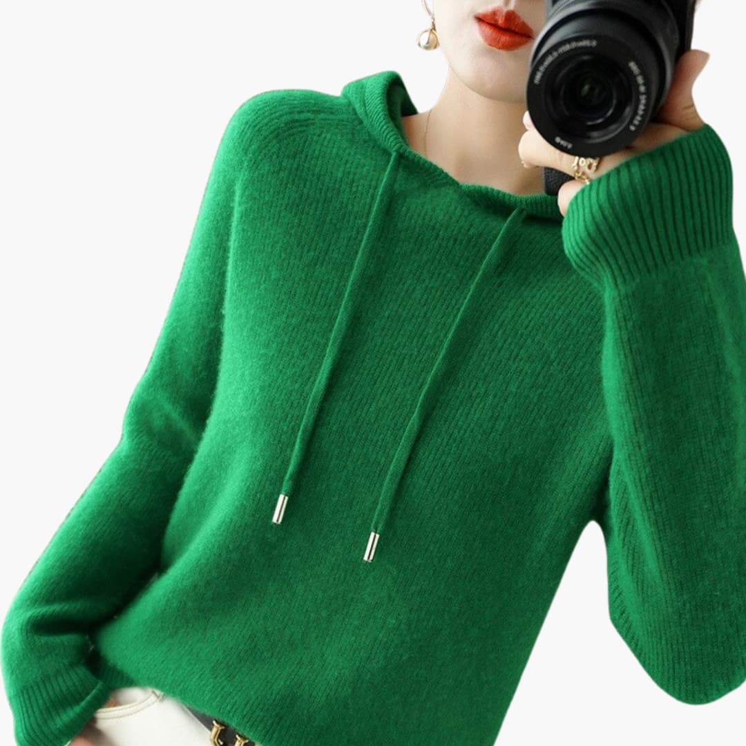 Elarova | Damen Strick-Hoodie mit langen Ärmeln