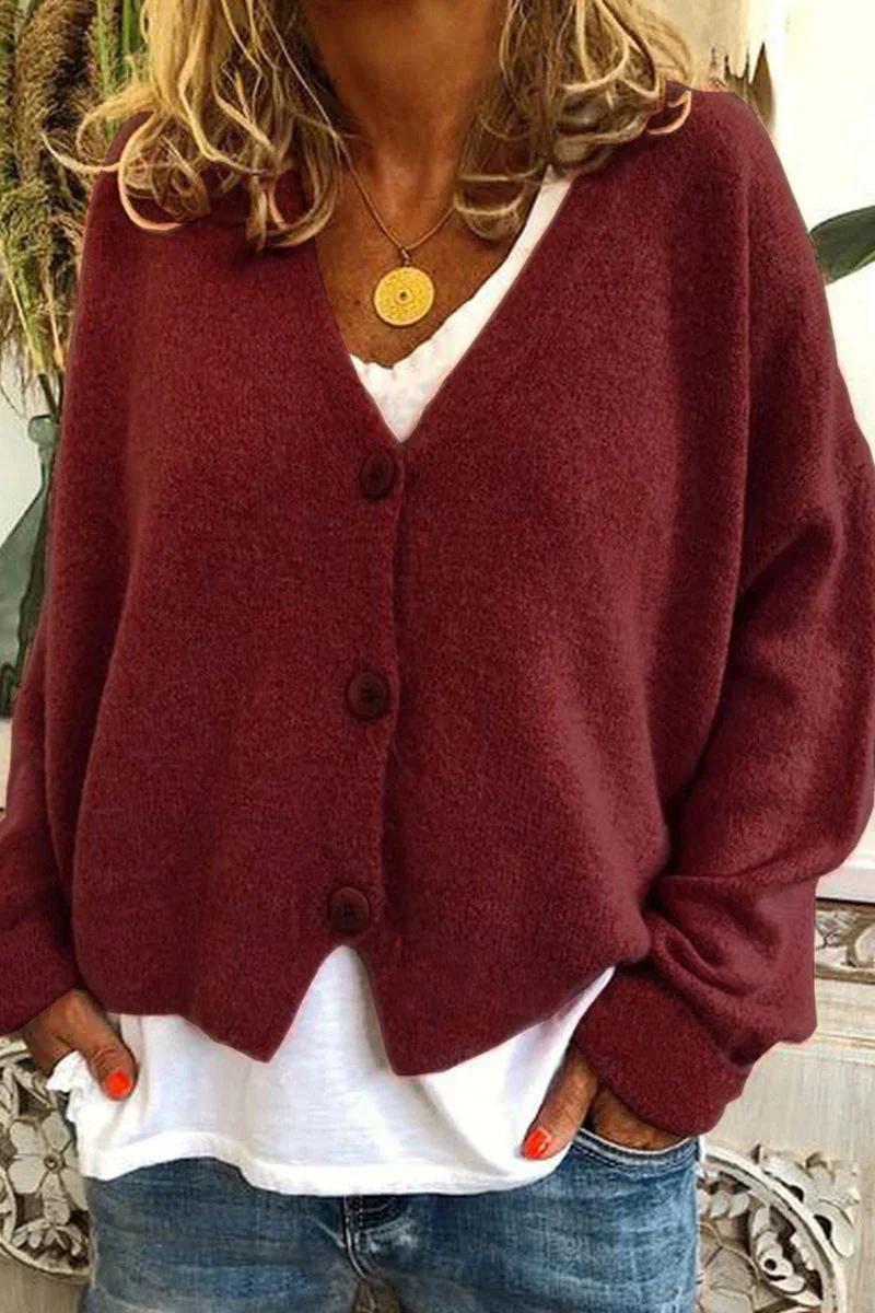 Elarova | Damen Strickjacke Kurz Rot