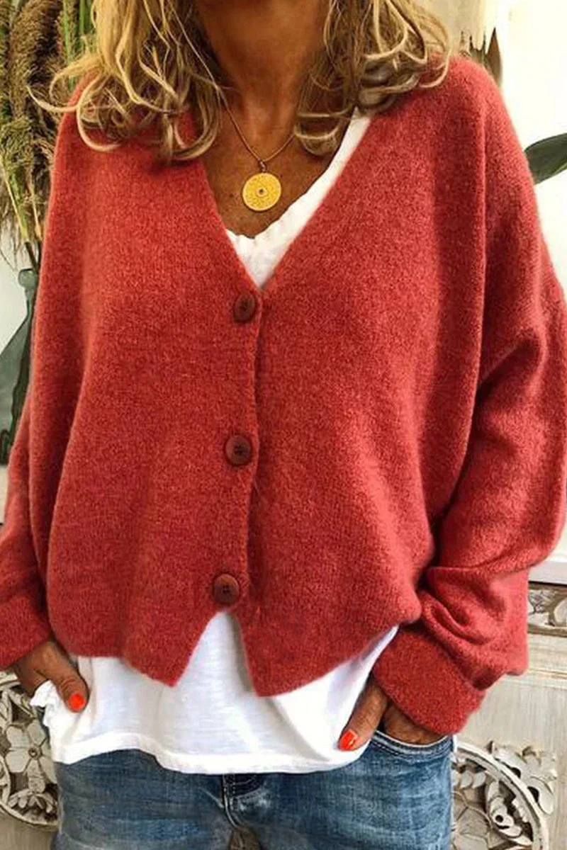 Elarova | Damen Strickjacke Kurz Rot