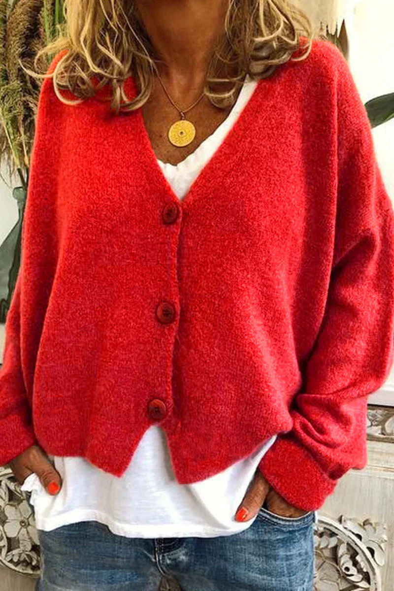 Elarova | Damen Strickjacke Kurz Rot
