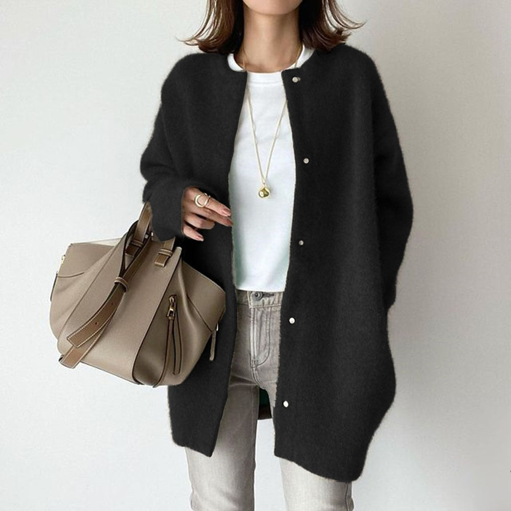 Elarova | Damen Strickjacke | Wollene Freizeitjacke für Frauen: Lange Stricktops Outwear