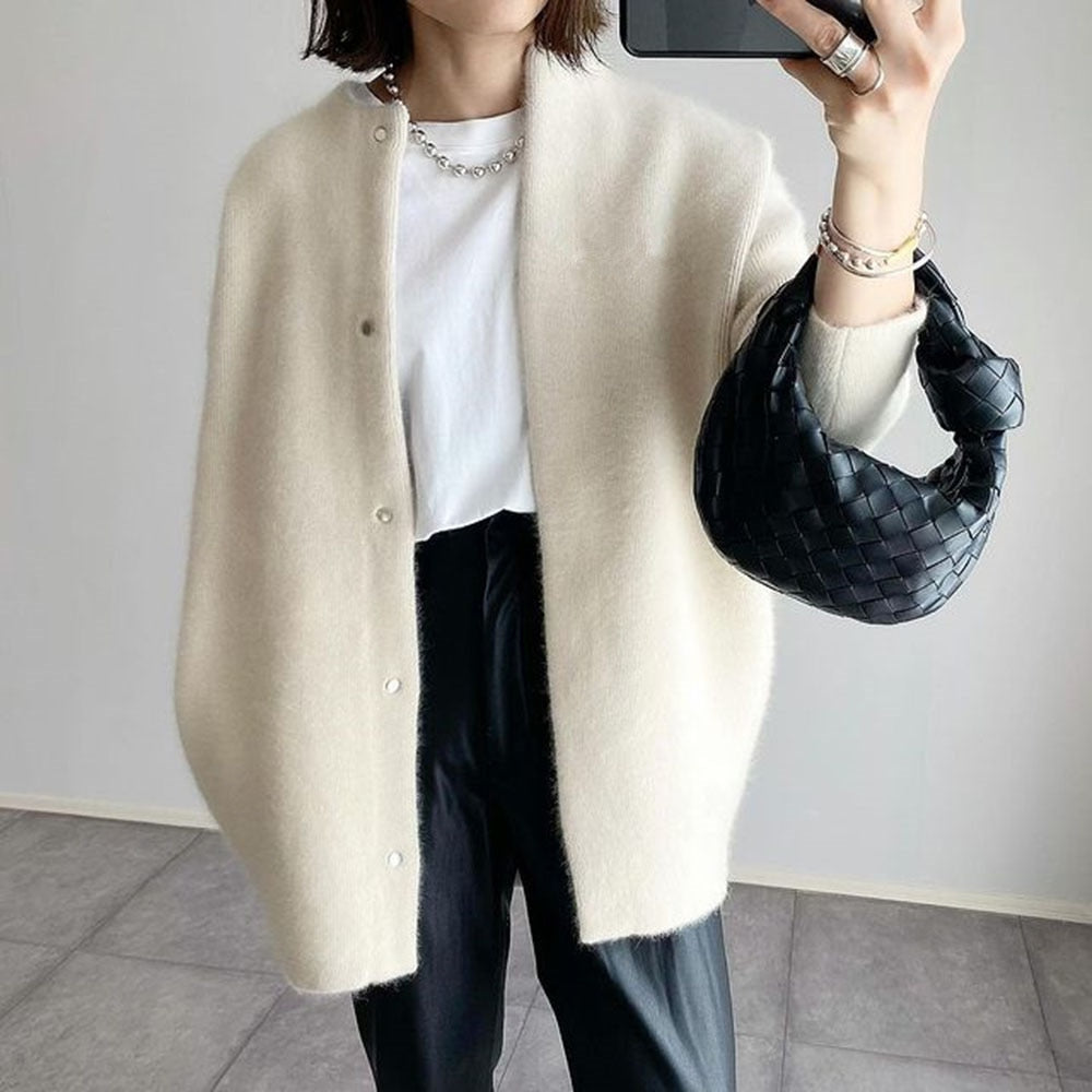 Elarova | Damen Strickjacke | Wollene Freizeitjacke für Frauen: Lange Stricktops Outwear
