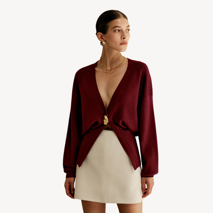 Elarova | Damen-Strickjacke mit V-Ausschnitt