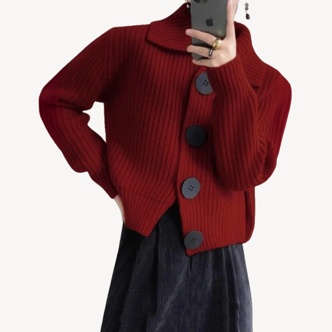 Elarova | Damen-Strickjacke mit großen Knöpfen