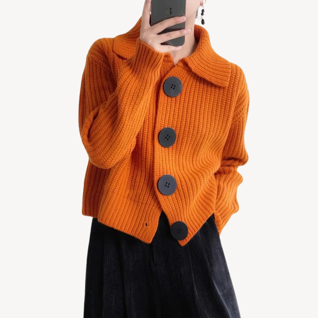 Elarova | Damen-Strickjacke mit großen Knöpfen