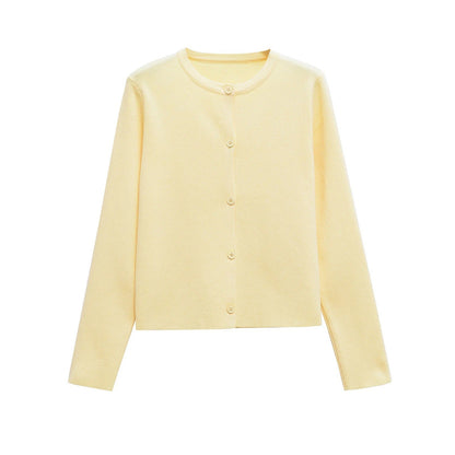 Elarova | Damen Strickjacke mit knöpfbarem Design und elegantem Rundhalsausschnitt