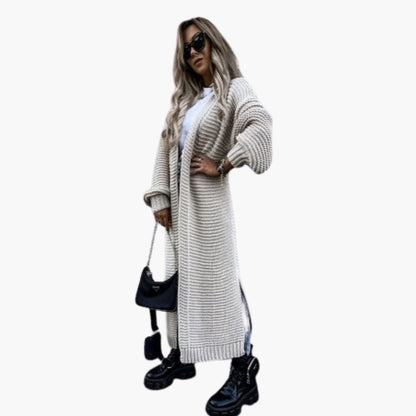 Elarova | Damen Strickjacke mit langen Ärmeln offener Front und Rippbündchen