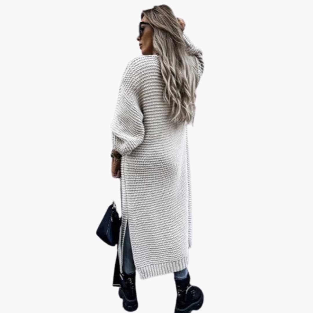 Elarova | Damen Strickjacke mit langen Ärmeln offener Front und Rippbündchen