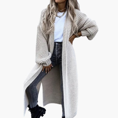 Elarova | Damen Strickjacke mit langen Ärmeln offener Front und Rippbündchen