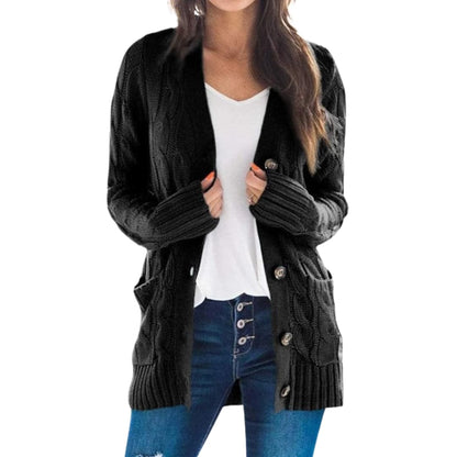 Elarova | Damen Strickjacke mit langen Ärmeln und geradem Saum