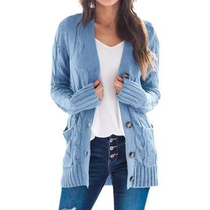 Elarova | Damen Strickjacke mit langen Ärmeln und geradem Saum